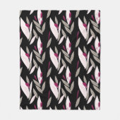 Schwarzes lila abstraktes rotes Retro-Blumenmuster Fleecedecke (Vorderseite)
