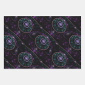 Schwarzes Lila Aquamarin Glow Magic Sphere Pattern Geschenkpapier Set (Vorderseite 2)