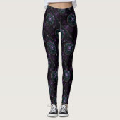 Schwarzes Lila Aquamarin Glow Magic Sphere Pattern Leggings (Vorderseite)