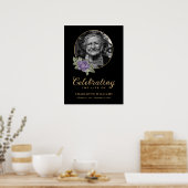 Schwarzes Lila Begräbnis Foto Begrüßungszeichen Poster (Küche)