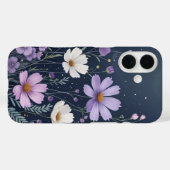 Schwarzes lila Blumenmuster - Dunkelfärbung Case-Mate iPhone Hülle (Rückseite (Horizontal))