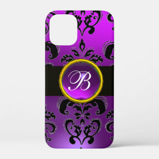 SCHWARZES LILA DAMASK-MONOGRAMM, GOLTOMIE Case-Mate iPhone HÜLLE