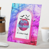 Schwarzes Lila Fledermäusen Spider Modernes Happy  Sockelschild (In Situ)