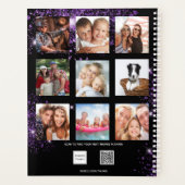 Schwarzes lila Foto-Collage Monogramm 2026 Planer (Rückseite)