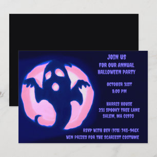 Schwarzes Lila Ghost Spooky Halloween Ghosted Part Einladung
