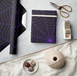 Schwarzes lila Halloween-Muster Geschenkpapier