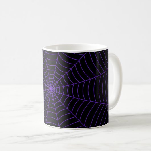 Schwarzes lila Halloween-Muster Kaffeetasse (VorderseiteRechts)