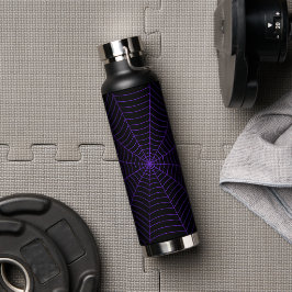 Schwarzes lila Halloween-Muster Trinkflasche