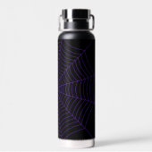 Schwarzes lila Halloween-Muster Trinkflasche (Rückseite)