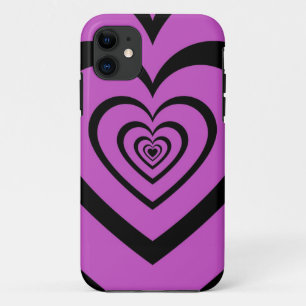 Schwarzes Lila Hypnotisches Herz Liebesmuster Case-Mate iPhone Hülle