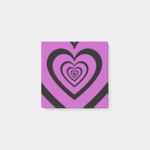 Schwarzes lila hypnotisches Herz Muster Chic & Ret Post-it Klebezettel