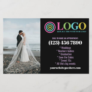 Schwarzes Lila Logo Fotos Promo Kleinunternehmen Flyer