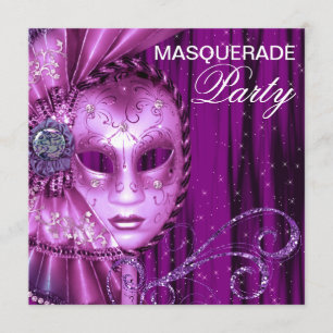 Schwarzes Lila Masquerade-Party Einladung