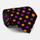 Schwarzes Lila Orange Tupfenmuster Krawatte (Gerollt)