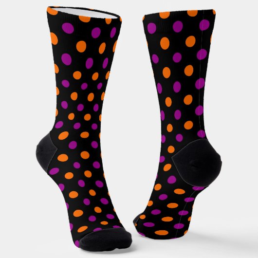 Schwarzes Lila Orange Tupfenmuster Socken (Gewinkelt)