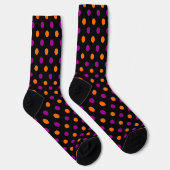 Schwarzes Lila Orange Tupfenmuster Socken (Rechts)