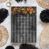 Schwarzes Lila Orangefarbenes BlumenHalloween Einladung