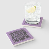 Schwarzes, Lila Renaissance-Inspiriert Blumendesig Steinuntersetzer (Seitenansicht)