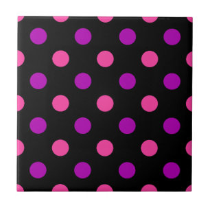 Schwarzes Lila Rosa Punkte Muster Fliese