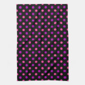 Schwarzes Lila Rosa Punkte Muster  Geschirrtuch (Vertikal)
