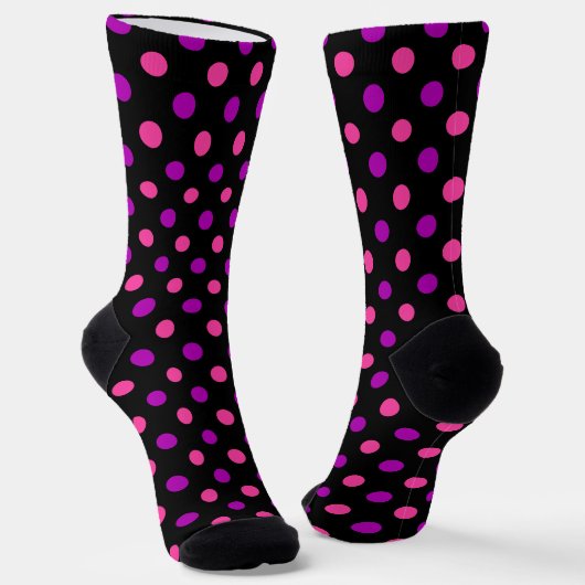 Schwarzes Lila Rosa Punkte-Muster Socken (Gewinkelt)