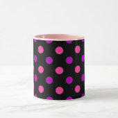 Schwarzes Lila Rosa Punkte Muster Tasse (Zentrum)