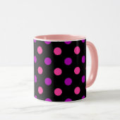 Schwarzes Lila Rosa Punkte Muster Tasse (VorderseiteRechts)