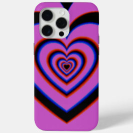 Schwarzes Lila Trippy-Hypnotic-Herz-Liebe-Muster Case-Mate iPhone Hülle