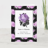 Schwarzes, Lila und silbernes florales Gotisches H Dankeskarte (Vorderseite)