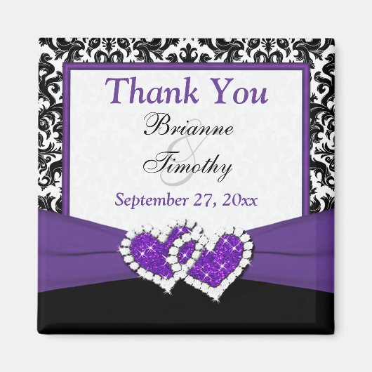 Schwarzes, Lila, weißes Damassohnenmagazin Magnet (Vorne)