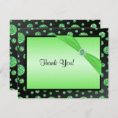 Schwarzes, Limoner Glittery Polka-Punkt danken Dankeskarte (Vorne/Hinten)