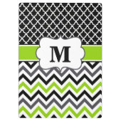 Schwarzes Limones grünes Zickzack Klemmbrett (Rückseite)