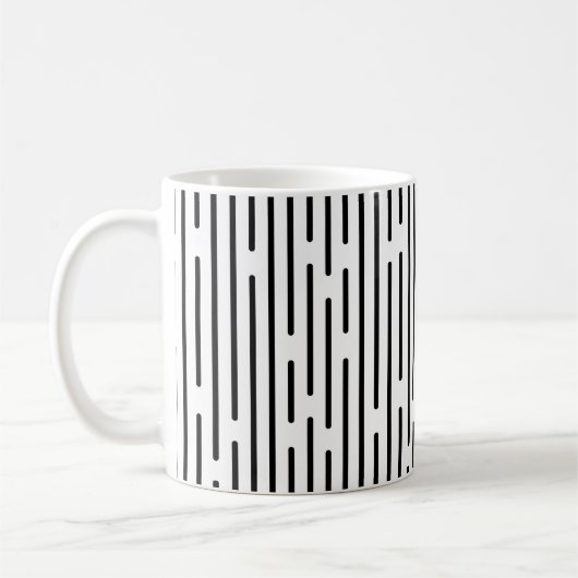 Schwarzes Linien-Geometrisches Muster Kaffeetasse (Links)
