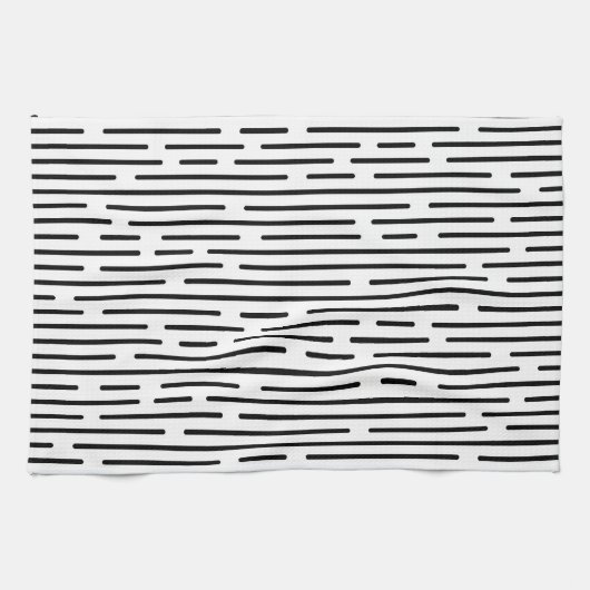 Schwarzes Liniengeometrisches Muster Geschirrtuch (Horizontal)