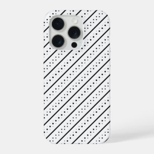 Schwarzes Linienmuster Geometrie Punkte iPhone 15 Pro Hülle