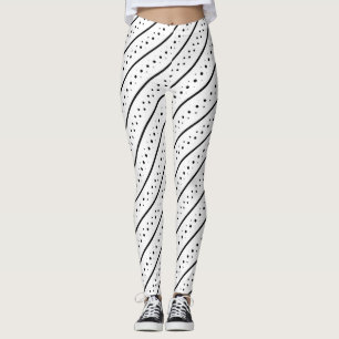 Schwarzes Linienpunktmuster Geometrie Leggings