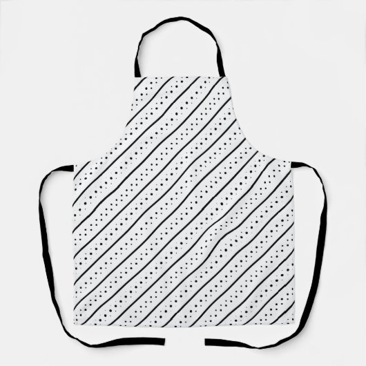 Schwarzes Linienpunktmuster Geometrie Schürze (Vorderseite)