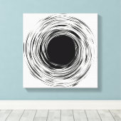 Schwarzes Loch abstrakt Schwarzweißdesign Leinwanddruck (Insitu (Holzboden))