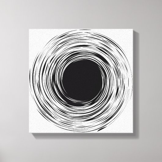 Schwarzes Loch abstrakt Schwarzweißdesign Leinwanddruck (Vorderseite)