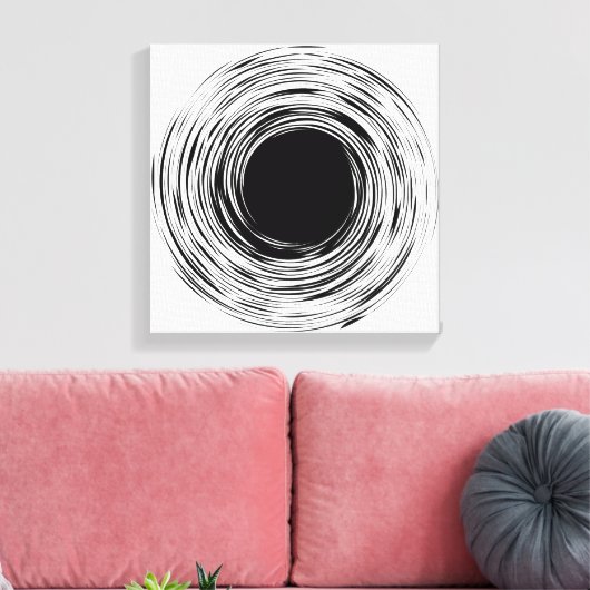 Schwarzes Loch abstrakt Schwarzweißdesign Leinwanddruck (Insitu (Wohnzimmer))