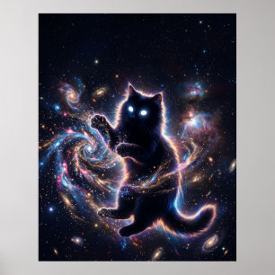 Schwarzes Loch Katze spielt stellare Staubkunst Poster