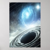 Schwarzes Loch und blaue Gaswolke | AI Art Poster (Vorne)