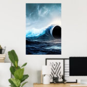 Schwarzes Loch und Ozean | AI Art Poster (Heimbüro)