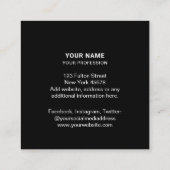 Schwarzes Logo beruflich Quadratische Visitenkarte (Rückseite)