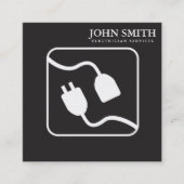 Schwarzes Logo der Verlängerungsleitung für modern Quadratische Visitenkarte (Vorderseite)