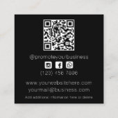 Schwarzes Logo, einfache Minimal-Square-Visitenkar Quadratische Visitenkarte (Rückseite)
