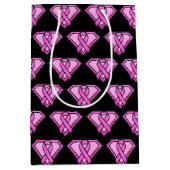 Schwarzes Logo für das Markenzeichen Brustkrebs Mittlere Geschenktüte (Vorderseite)