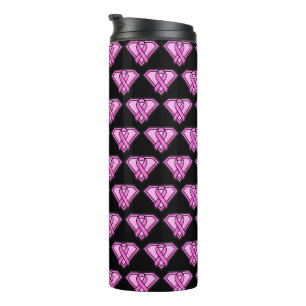 Schwarzes Logo für das Markenzeichen Brustkrebs Thermosbecher