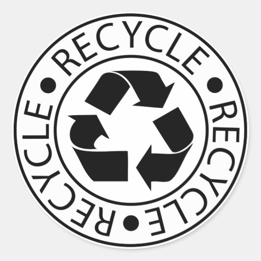Schwarzes Logo gerecycelt Runder Aufkleber (Vorderseite)