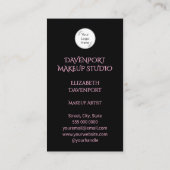 Schwarzes Logo mit Rosa QR-Code-Foto-Make-up Visitenkarte (Rückseite)